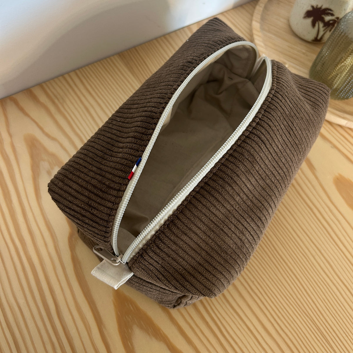 Trousse de toilette QL01 - marron & beige - dispo immédiate
