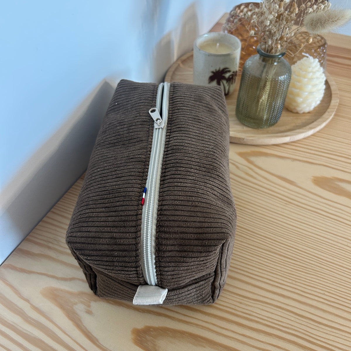 Trousse de toilette QL01 - marron & beige - dispo immédiate