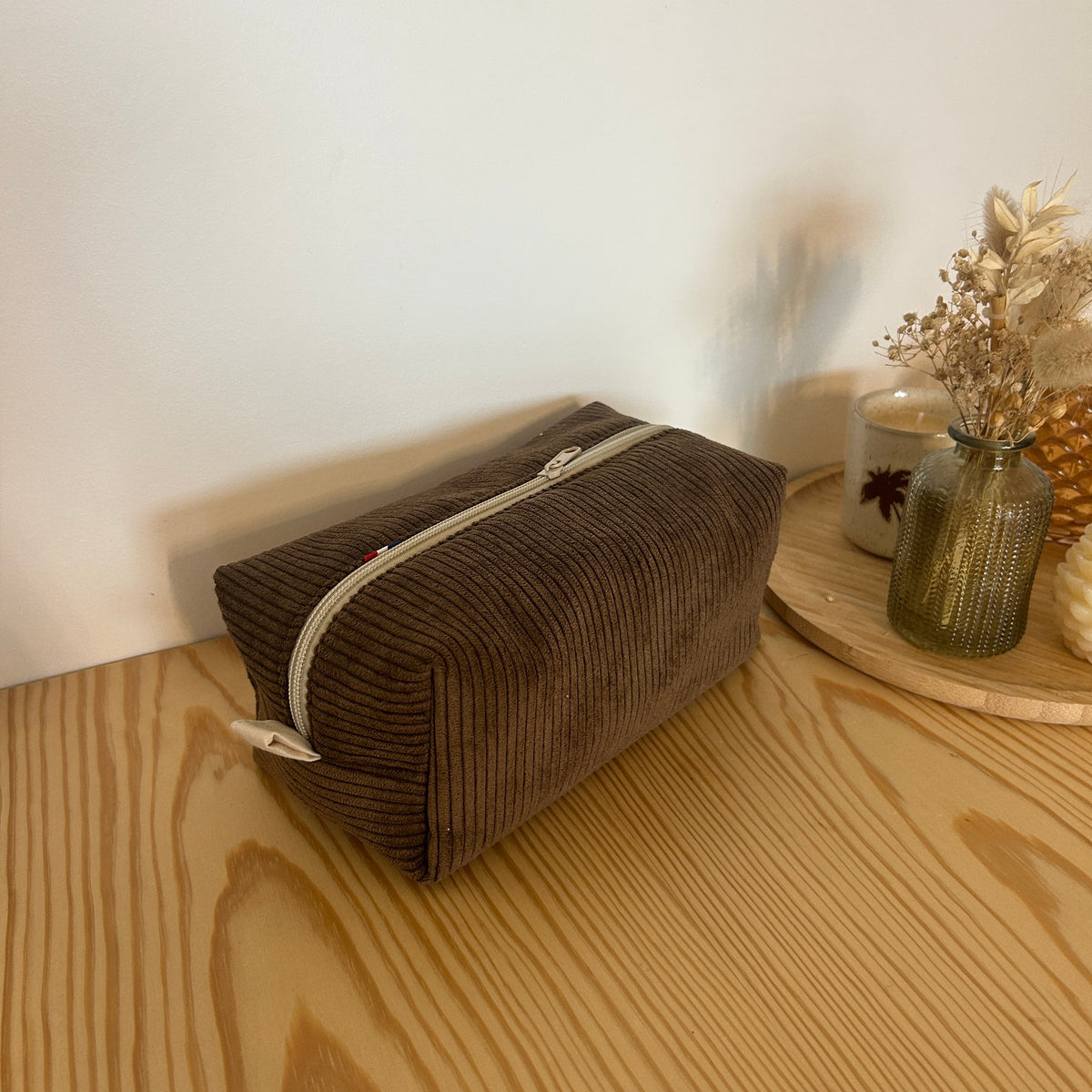 Trousse de toilette QL01 - marron & beige - dispo immédiate