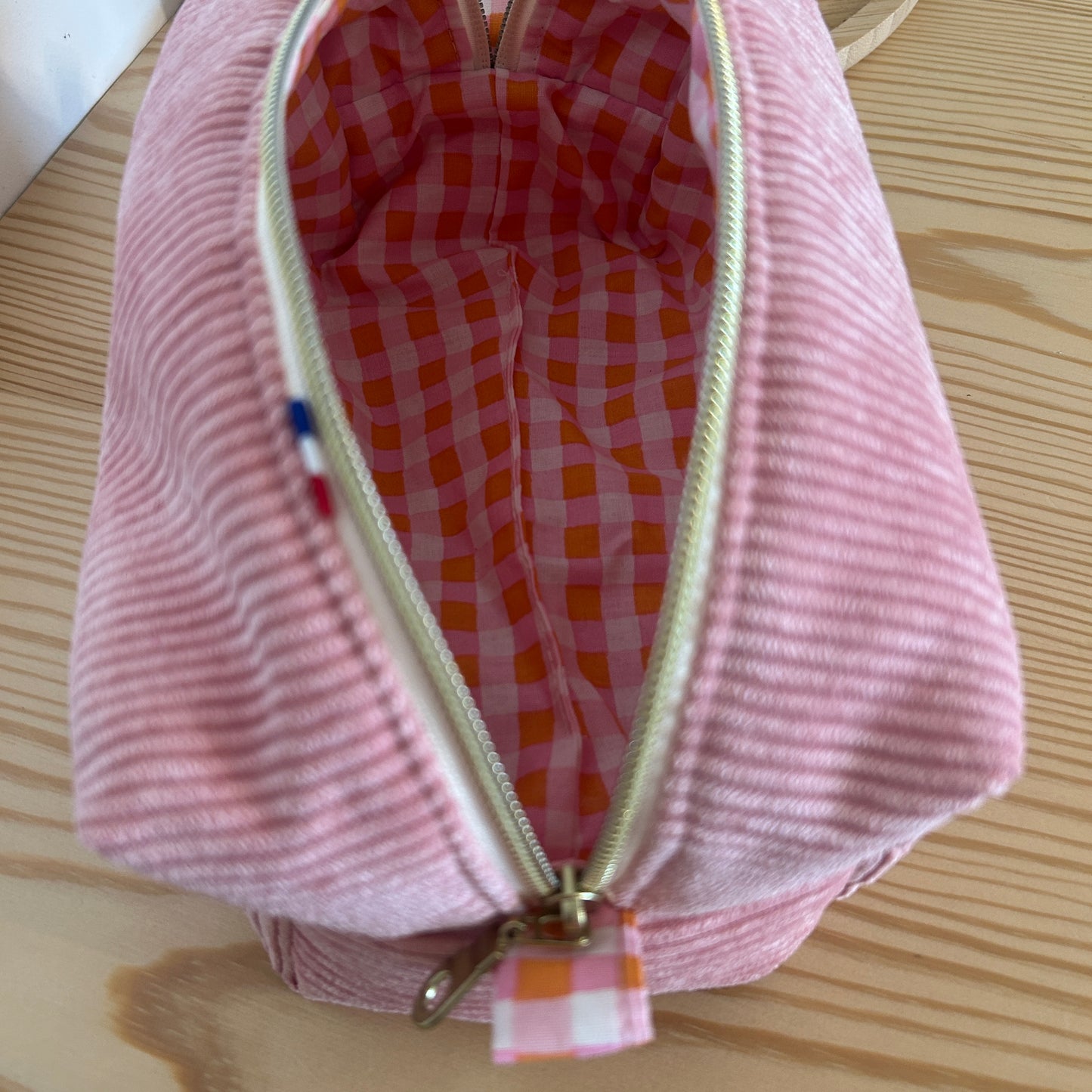 Trousse de toilette QL01 - rose & Vichy rose corail