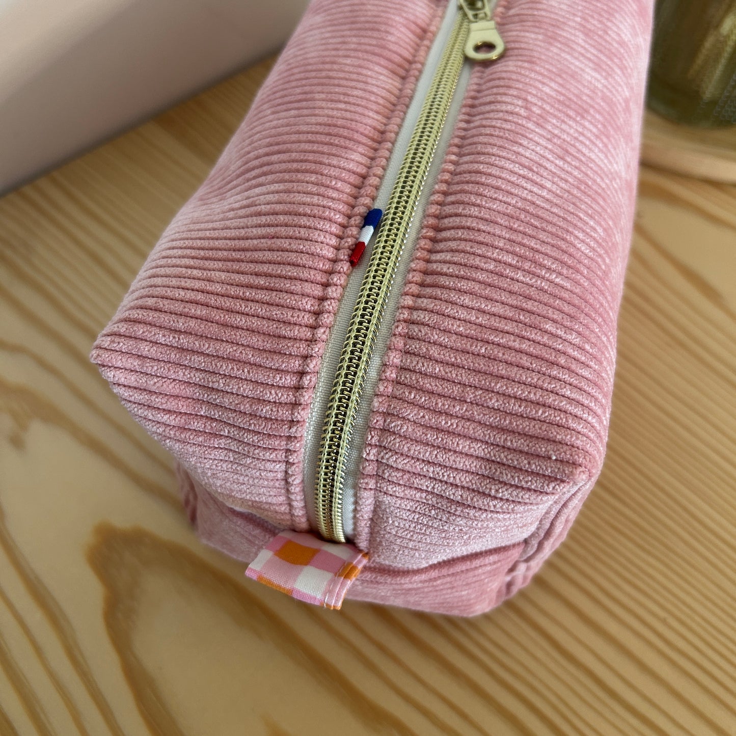 Trousse de toilette QL01 - rose & Vichy rose corail